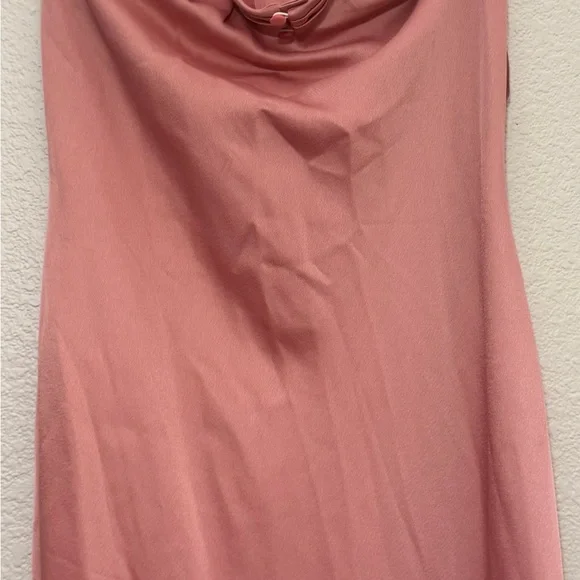 BHLDN Halter Satin Maxi Dress Size 14P Dusty Rose Bridesmaid Formal Wedding - Picture 2 of 12